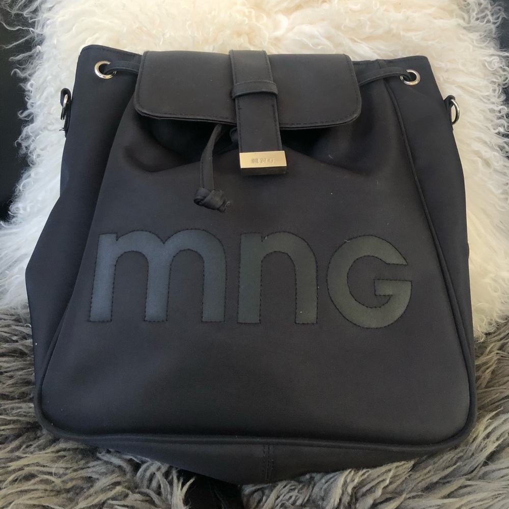 Mango black nylon two way bag.